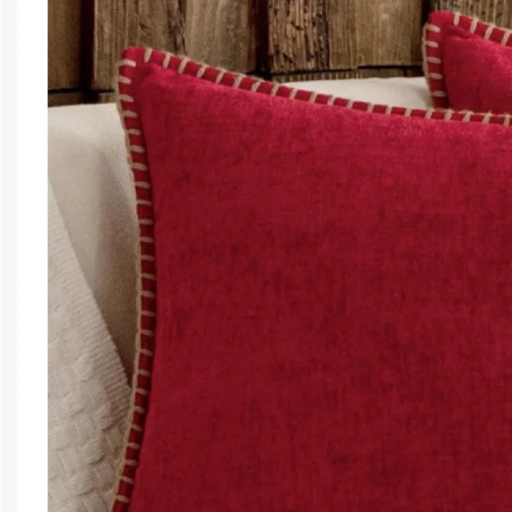 Red Soft Chenille Lumbar Throw Pillow Covers Rectangular 20x12” (2-pack)